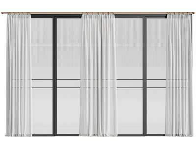 现代布艺窗帘窗纱3d模型 现代布艺窗帘窗纱