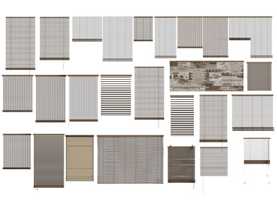新中式百叶窗帘、拉帘、卷帘3d模型 新中式百叶窗帘、拉帘、卷帘