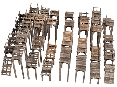 现代破旧实木架 旧木桥 木栈道3d模型 现代破旧实木架 旧木桥 木栈道