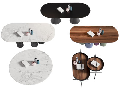 现代椭圆形、圆形茶几、边几3d模型 现代椭圆形、圆形茶几、边几