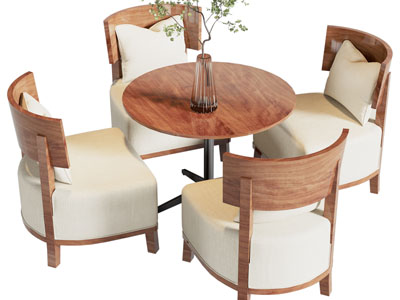 现代圆形休闲桌椅组合 商务洽谈桌3d模型 现代圆形休闲桌椅组合 商务洽谈桌