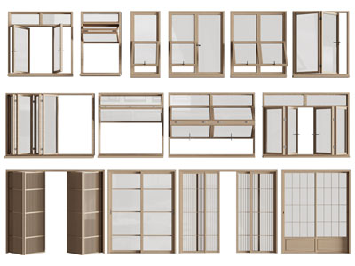 现代平开窗户 推拉窗户 推拉门