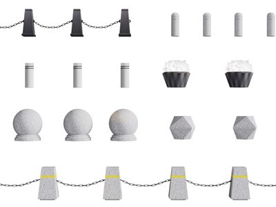 现代石头墩、挡车石、隔离栏、路障石3d模型 现代石头墩、挡车石、隔离栏、路障石