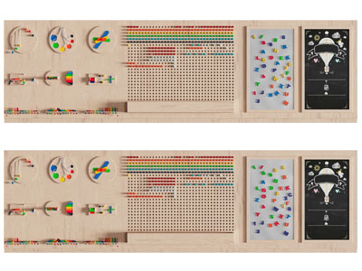 现代儿童洞洞板墙 积木玩具墙 游乐设备