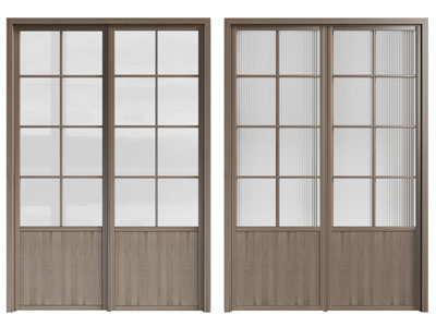 现代实木玻璃推拉门