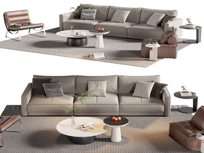 现代多人沙发 懒人沙发 休闲椅这茶几组合