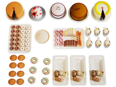 现代蛋糕 纸杯蛋糕 甜甜圈水果食物