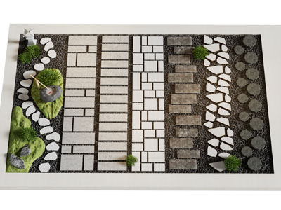 现代铺石路 青石路 景观园艺小品