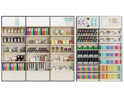 现代学生办公用品展柜货架3d模型 现代学生办公用品展柜货架