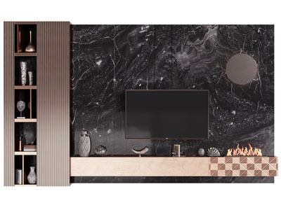 现代电视背景墙3d模型 现代电视背景墙