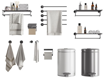 现代毛巾架 垃圾桶 卫浴小件