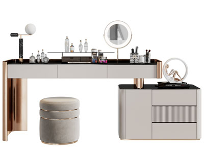 现代轻奢化妆、梳妆台3d模型 现代轻奢化妆、梳妆台