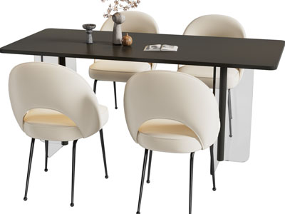 现代长方形餐桌椅组合3d模型 现代长方形餐桌椅组合