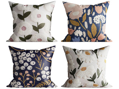现代花卉图案的靠垫抱枕