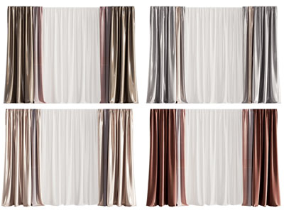 现代布艺窗帘窗纱3d模型 现代布艺窗帘窗纱