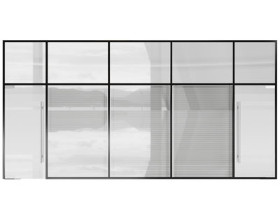 现代办公装饰百叶窗帘的玻璃隔断 平开门