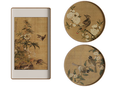 新中式方形、圆形花鸟装饰挂画3d模型 新中式方形、圆形花鸟装饰挂画