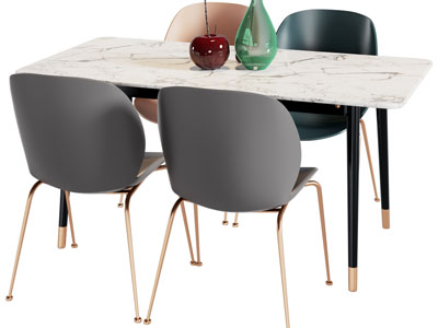 现代轻奢餐桌椅组合3d模型 现代轻奢餐桌椅组合