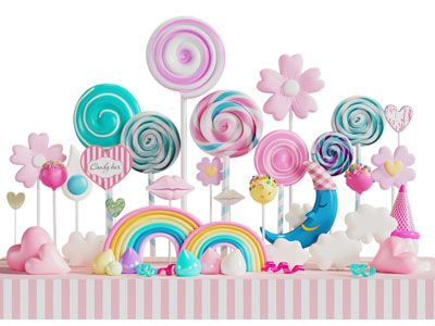 现代棒棒糖 彩虹美陈