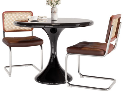 现代圆形休闲桌椅组合3d模型 现代圆形休闲桌椅组合