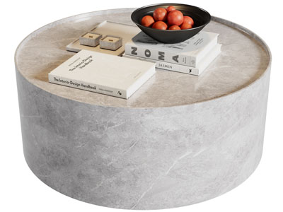 现代大理石圆形茶几3d模型 现代大理石圆形茶几