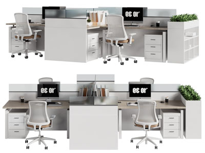 现代办公桌椅组合3d模型 现代办公桌椅组合