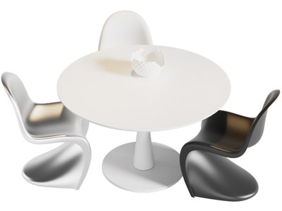 现代圆形餐桌椅组合3d模型 现代圆形餐桌椅组合