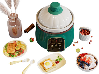 现代电饭锅 碗碟食物