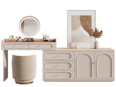 侘寂风化妆 梳妆台3d模型 侘寂风化妆 梳妆台