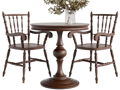 美式实木休闲餐桌椅组合3d模型 美式实木休闲餐桌椅组合