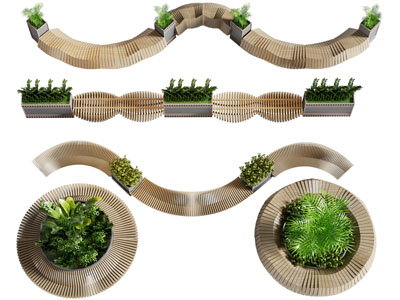 现代实木栅格造凳子 花坛凳子 景观凳子