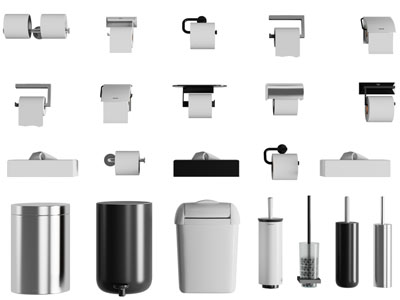现代抽纸盒、垃圾桶、马桶刷卫浴小件