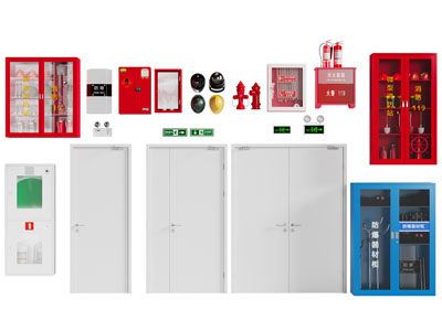 现代消防栓、灭火器、消防门消防设备3d模型 现代消防栓、灭火器、消防门消防设备