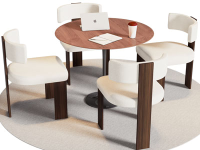现代圆形休闲餐桌椅组合3d模型 现代圆形休闲餐桌椅组合