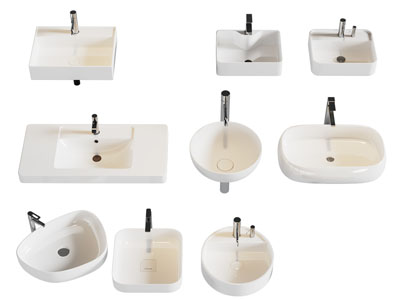 现代陶瓷洗手台、洗手盆