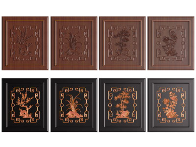 新中式实木浮雕柜门