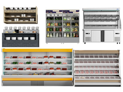 现代自助餐调料台、生鲜柜、保鲜柜展柜