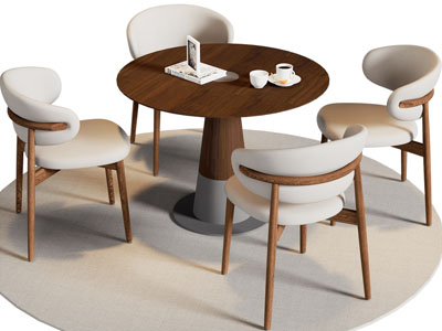 现代休闲餐桌椅组合3d模型 现代休闲餐桌椅组合