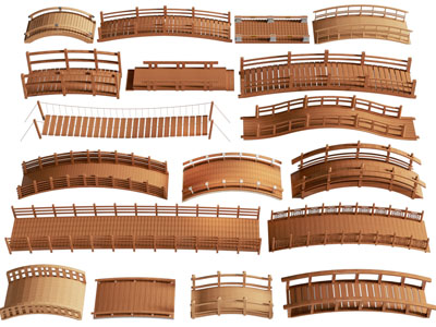 新中式木质拱桥 木桥 景观桥3d模型 新中式木质拱桥 木桥 景观桥