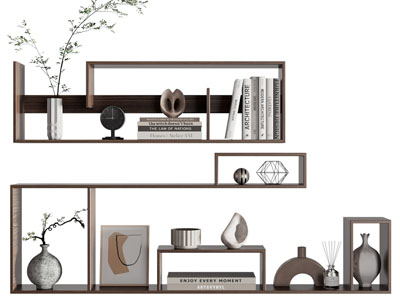 现代墙面装饰架 书本 花瓶摆件组合