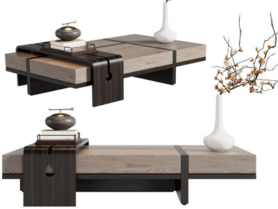 新中式实木茶几3d模型 新中式实木茶几