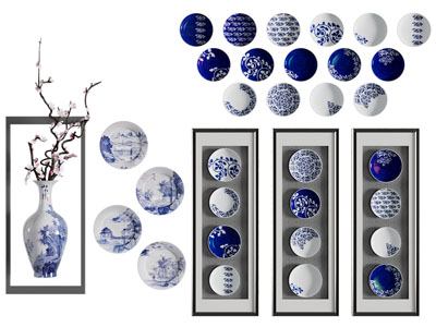 新中式青花瓷墙饰挂件