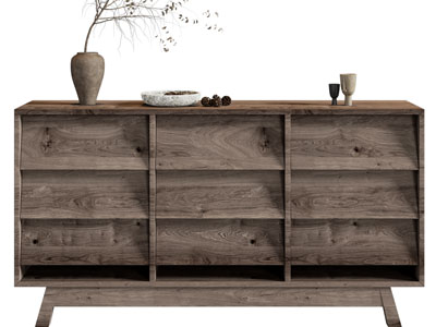 侘寂风实木玄关柜 边柜