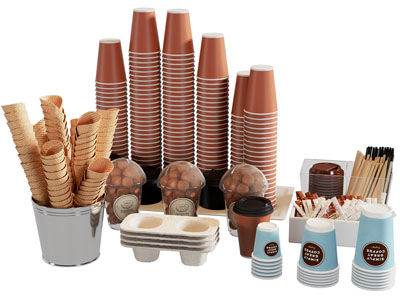 现代奶茶店纸杯 蛋卷 一次性杯子