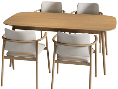 北欧实木餐桌椅组合3d模型 北欧实木餐桌椅组合