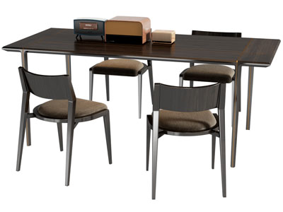 现代长方形餐桌椅组合3d模型 现代长方形餐桌椅组合