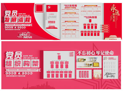 现代党建文化宣传背景墙 文化墙