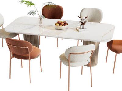 现代轻奢餐桌椅组合3d模型 现代轻奢餐桌椅组合
