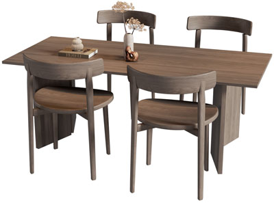 新中式实木餐桌椅组合3d模型 新中式实木餐桌椅组合