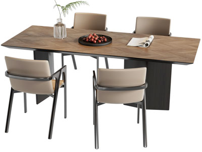 现代长方形餐桌椅组合3d模型 现代长方形餐桌椅组合